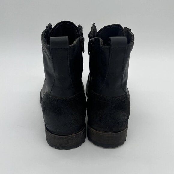 Aldo Men's Black Leather Boots Lace Up Side Zipper Cap Toe Size 12 - Picture 6 of 10